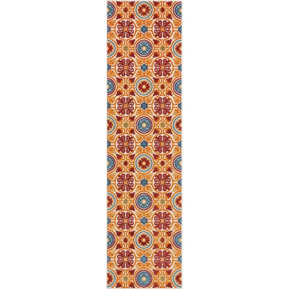 Audun Modern Geometric Indoor/Outdoor Red High-Low Rug Well Woven