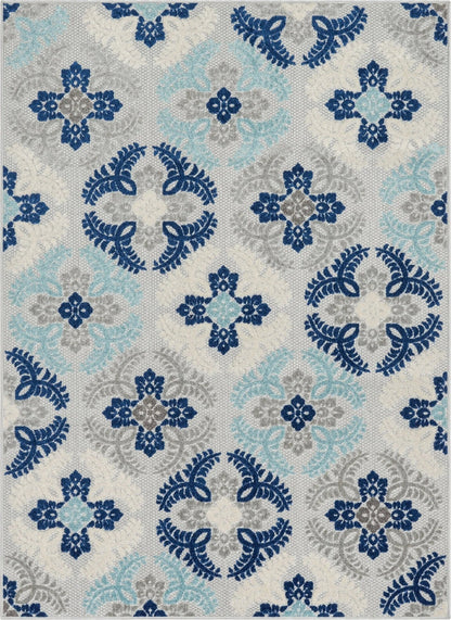 Loewy Modern Geometric Indoor/Outdoor Blue High-Low Rug Well Woven