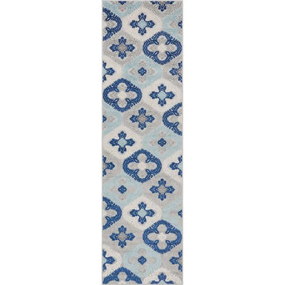 Loewy Modern Geometric Indoor/Outdoor Blue High-Low Rug Well Woven