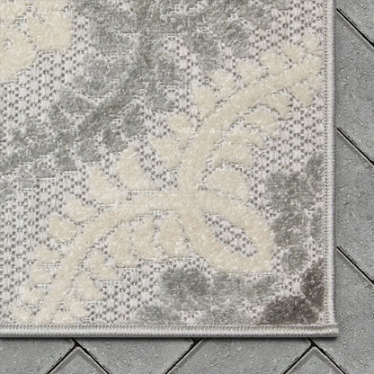 Loewy Modern Geometric Indoor/Outdoor Grey High-Low Rug Well Woven