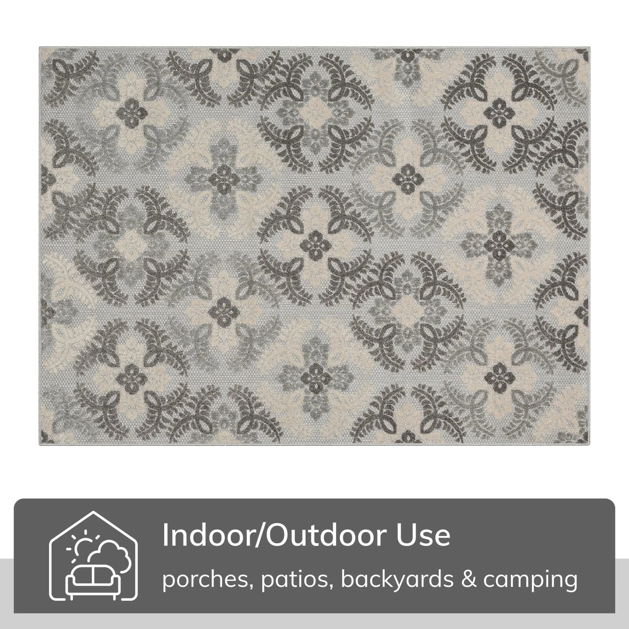 Loewy Modern Geometric Indoor/Outdoor Grey High-Low Rug Well Woven
