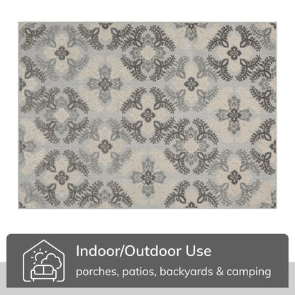 Loewy Modern Geometric Indoor/Outdoor Grey High-Low Rug Well Woven