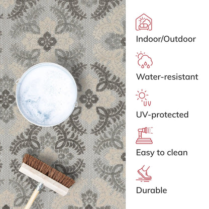 Loewy Modern Geometric Indoor/Outdoor Grey High-Low Rug Well Woven