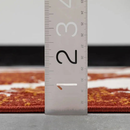 Arid Modern Medallion Persian Indoor/Outdoor Terracotta High-Low Rug Well Woven