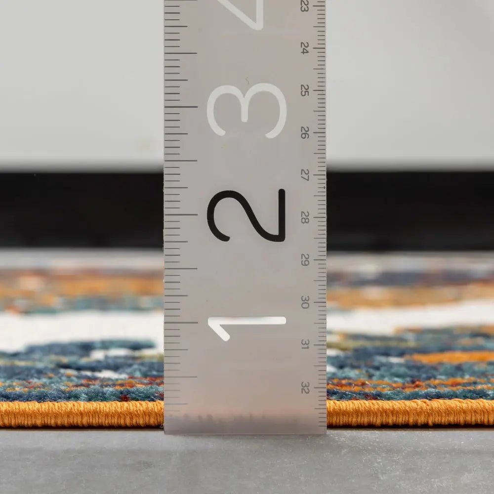 Arid Modern Medallion Persian Indoor/Outdoor Ivory High-Low Rug Well Woven