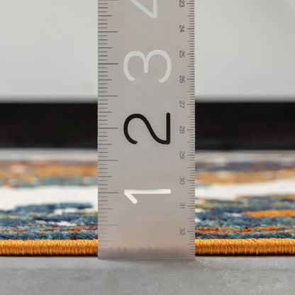 Arid Modern Medallion Persian Indoor/Outdoor Ivory High-Low Rug Well Woven