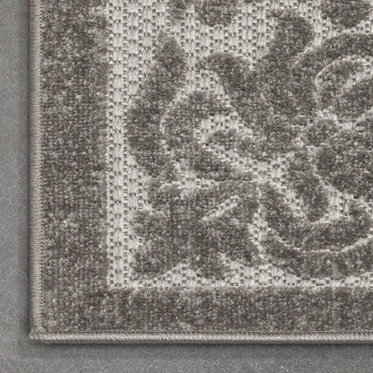 Arid Modern Medallion Persian Indoor/Outdoor Grey High-Low Rug Well Woven