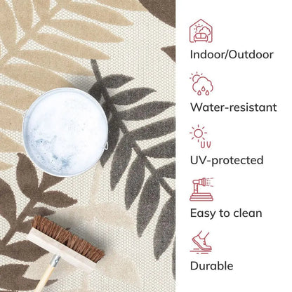 Mariah Modern Floral Indoor/Outdoor Ivory High-Low Rug Well Woven