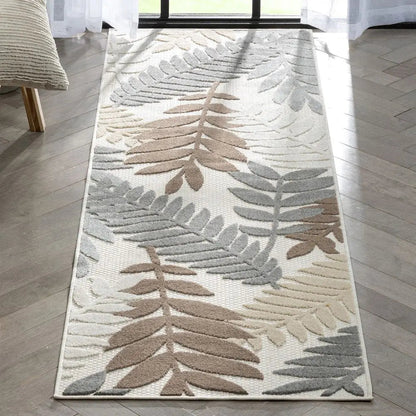 Mariah Modern Floral Indoor/Outdoor Ivory High-Low Rug Well Woven