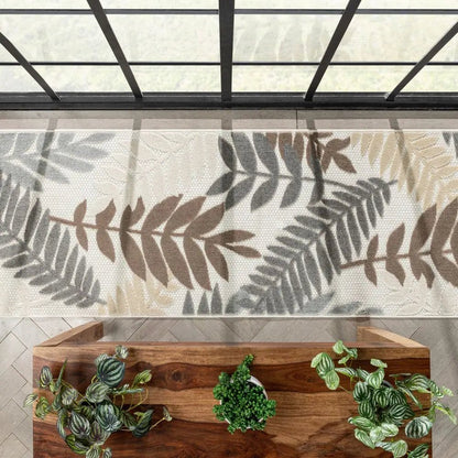 Mariah Modern Floral Indoor/Outdoor Ivory High-Low Rug Well Woven