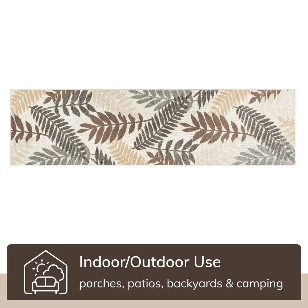 Mariah Modern Floral Indoor/Outdoor Ivory High-Low Rug Well Woven