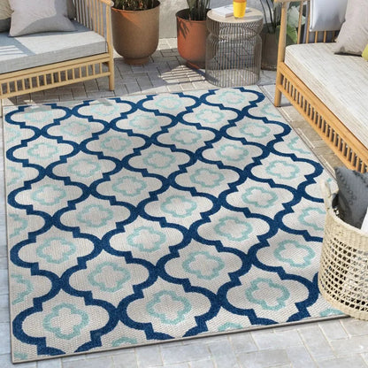 Illuminate Blue Modern Indoor Outdoor Rug Well Woven