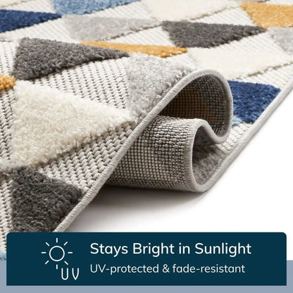 Dream Blue Modern 5'3" x 7'3" Indoor Outdoor Rug Well Woven