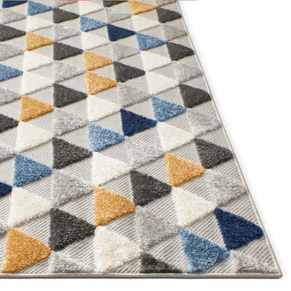 Dream Blue Modern 5'3" x 7'3" Indoor Outdoor Rug Well Woven