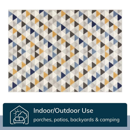 Dream Blue Modern 5'3" x 7'3" Indoor Outdoor Rug Well Woven
