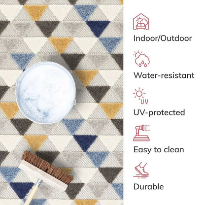 Dream Blue Modern 5'3" x 7'3" Indoor Outdoor Rug Well Woven