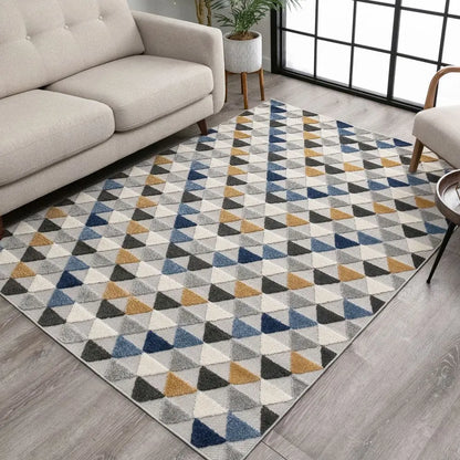 Dream Blue Modern 5'3" x 7'3" Indoor Outdoor Rug Well Woven