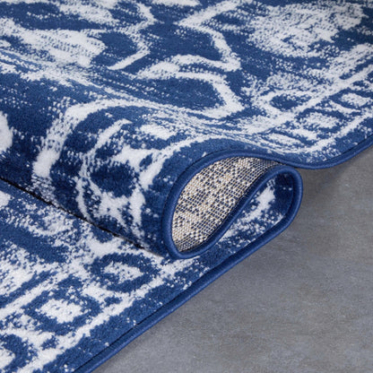 Disa Vintage Medallion Dark Blue Soft Rug By Chill Rugs Well Woven