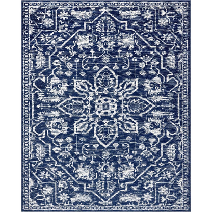 Disa Vintage Medallion Dark Blue Soft Rug By Chill Rugs Well Woven