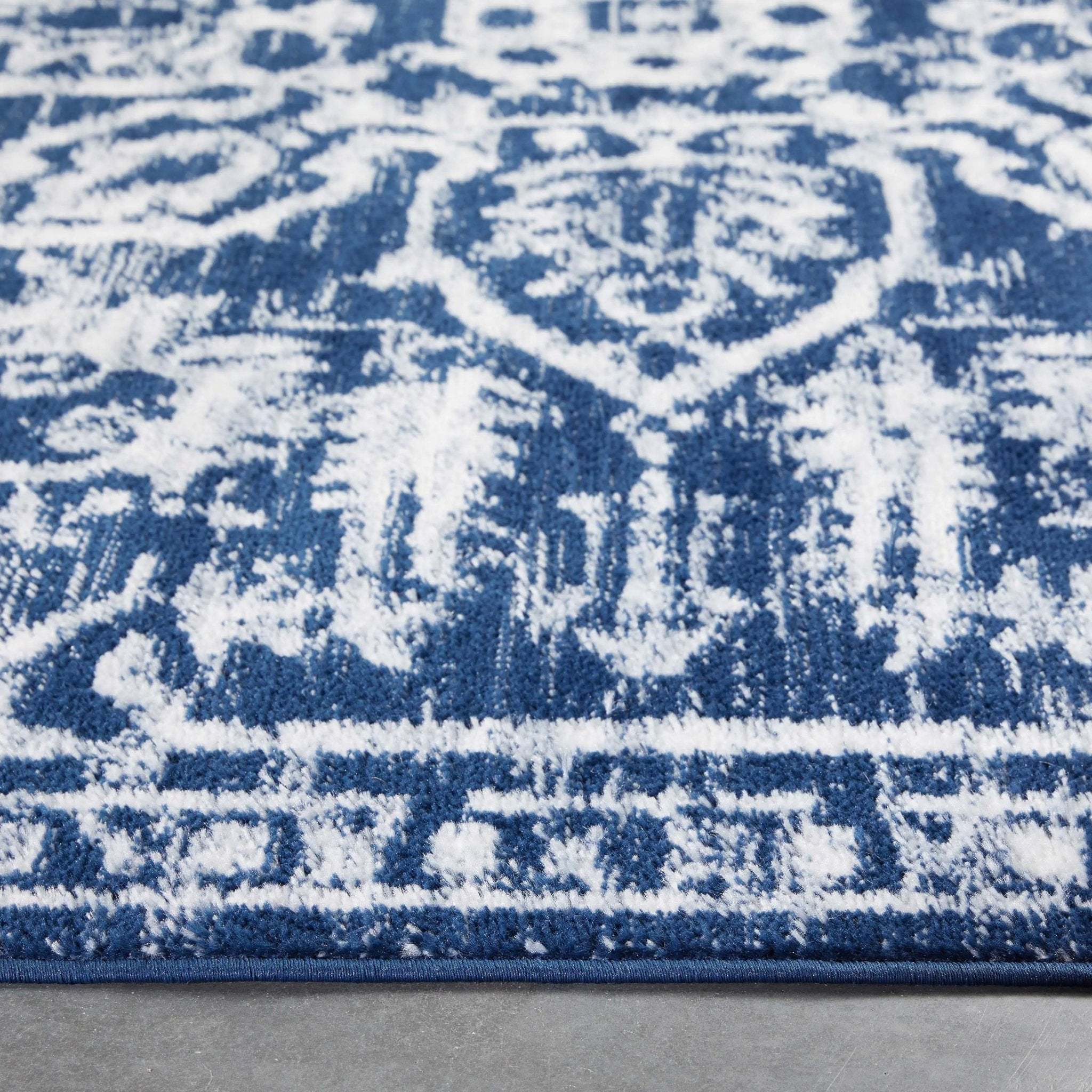 Disa Vintage Medallion Dark Blue Soft Rug By Chill Rugs Well Woven