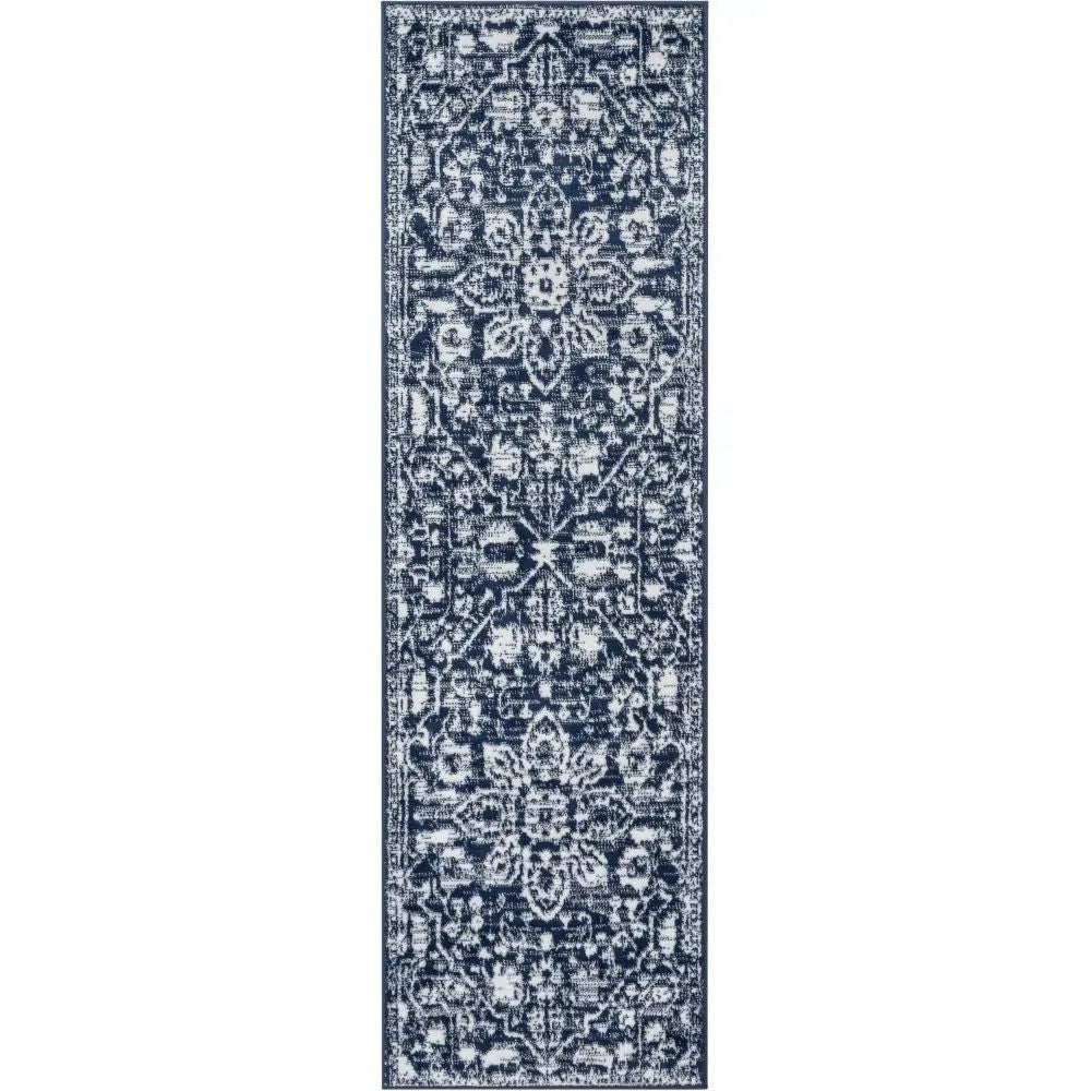 Disa Vintage Medallion Dark Blue Soft Rug By Chill Rugs Well Woven