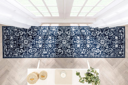 Disa Vintage Medallion Dark Blue Soft Rug By Chill Rugs Well Woven