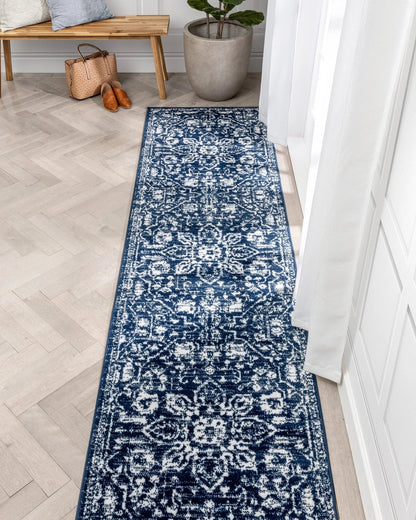 Disa Vintage Medallion Dark Blue Soft Rug By Chill Rugs Well Woven