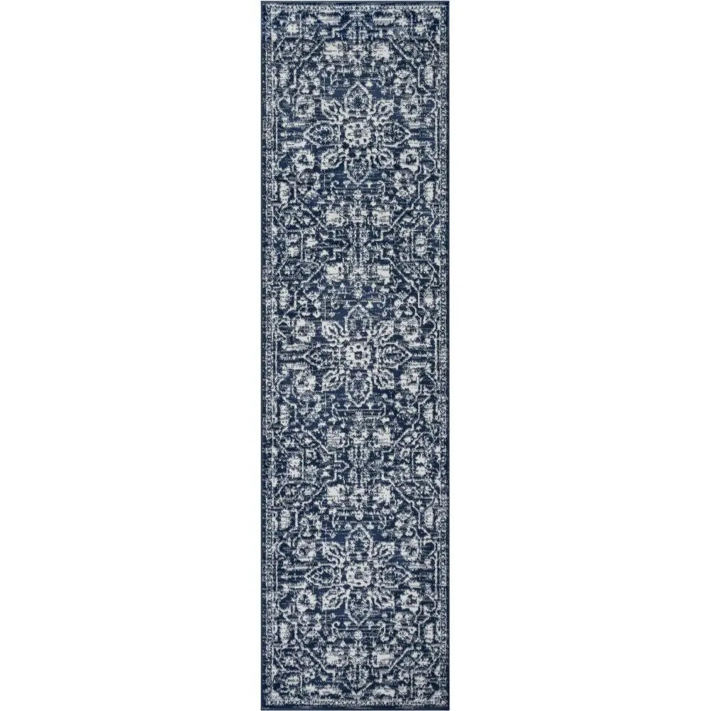 Disa Vintage Medallion Dark Blue Soft Rug By Chill Rugs Well Woven
