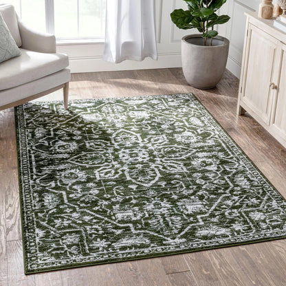 Disa Vintage Medallion Green Soft Rug By Chill Rugs Well Woven