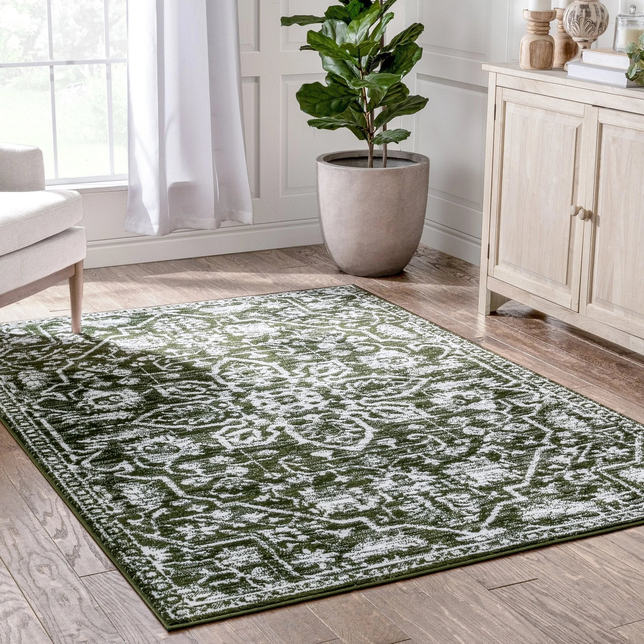 Disa Vintage Medallion Green Soft Rug By Chill Rugs Well Woven
