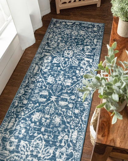 Disa Vintage Medallion Light Blue Soft Rug By Chill Rugs Well Woven