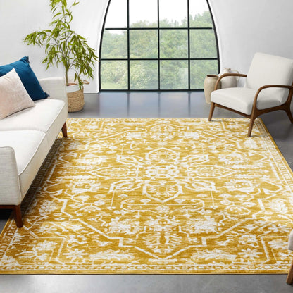 Disa Vintage Medallion Gold Soft Rug By Chill Rugs Well Woven
