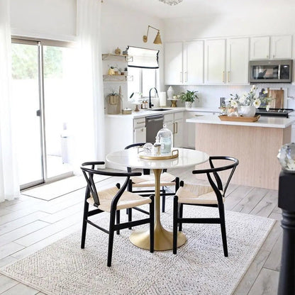 Lyre Tribal Mosaic Tile-Work Beige & Grey Distressed High-Low Rug Well Woven