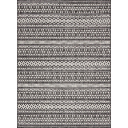 Arwen Tribal Indoor/Outdoor Black Textured Rug Well Woven