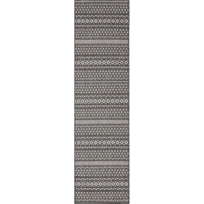 Arwen Tribal Indoor/Outdoor Black Textured Rug Well Woven