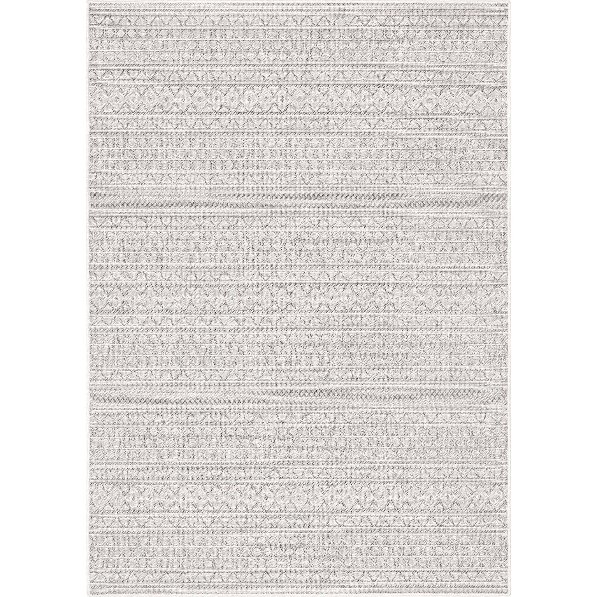 Arwen Tribal Indoor/Outdoor Grey Textured Rug Well Woven