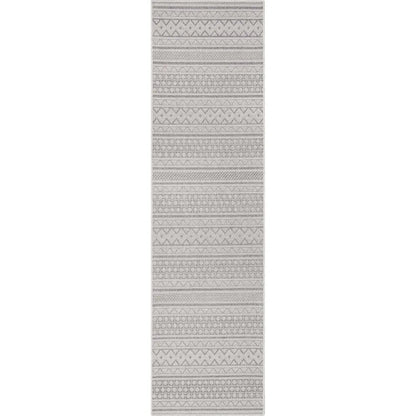 Arwen Tribal Indoor/Outdoor Grey Textured Rug Well Woven