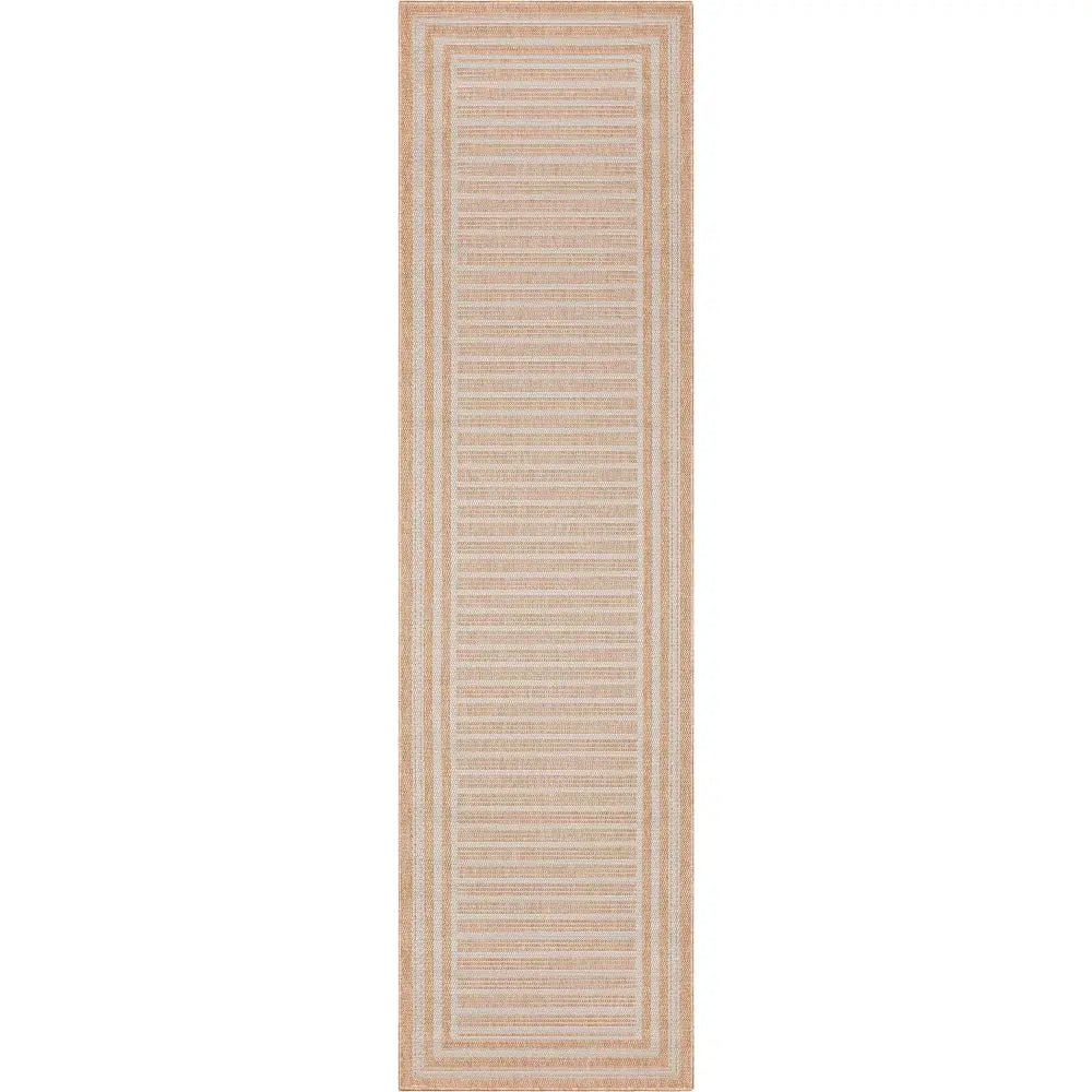 Frankie Modern Stripes Indoor/Outdoor Beige Textured Rug Well Woven