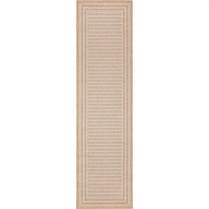 Frankie Modern Stripes Indoor/Outdoor Beige Textured Rug Well Woven