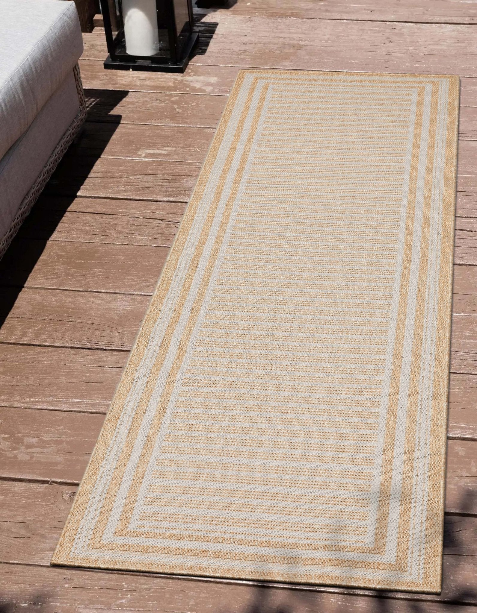 Frankie Modern Stripes Indoor/Outdoor Beige Textured Rug Well Woven