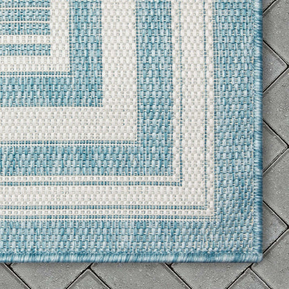 Frankie Modern Stripes Indoor/Outdoor Blue Textured Rug Well Woven