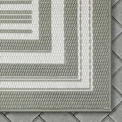 Frankie Modern Stripes Indoor/Outdoor Green Textured Rug Well Woven