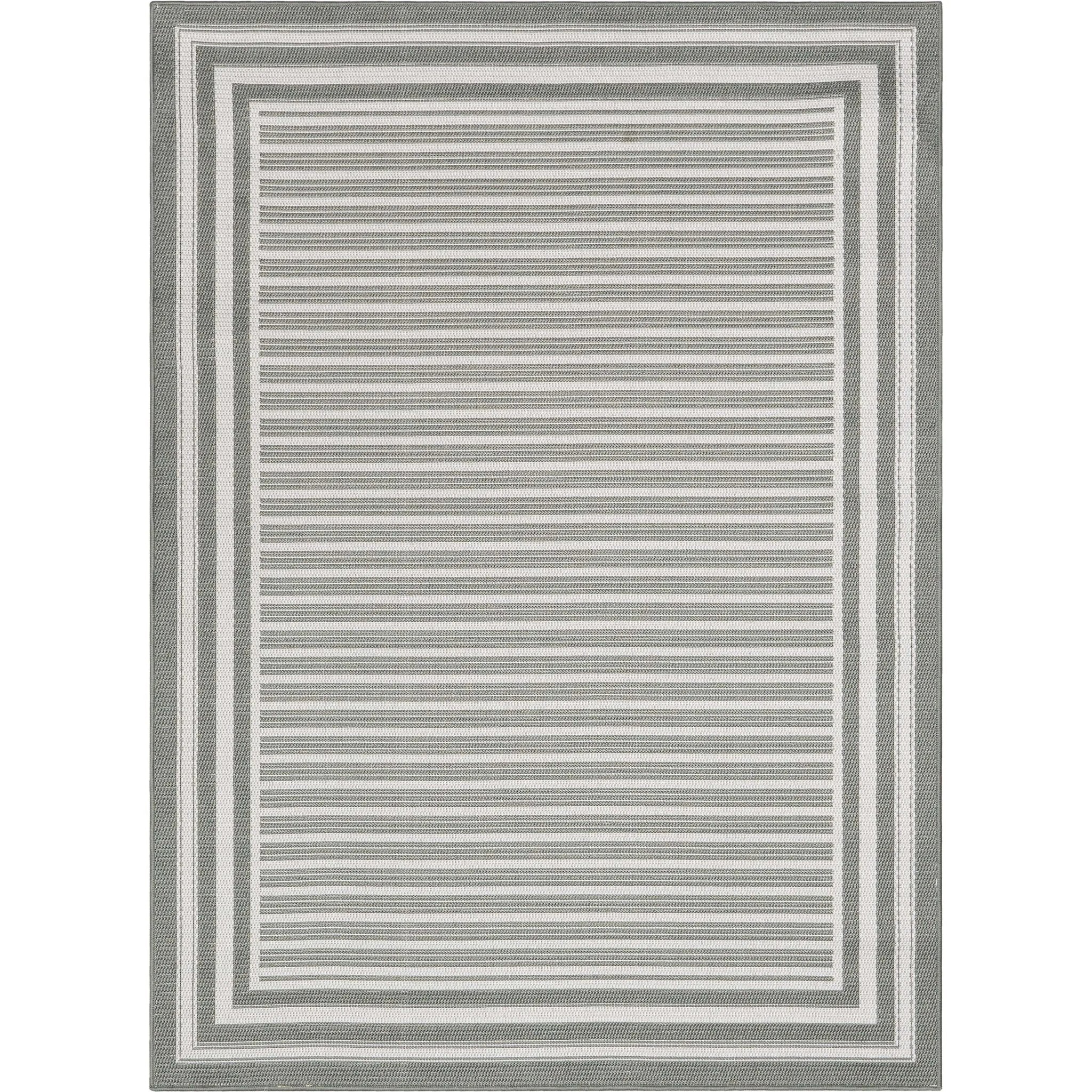 Frankie Modern Stripes Indoor/Outdoor Green Textured Rug Well Woven