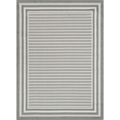 Frankie Modern Stripes Indoor/Outdoor Green Textured Rug Well Woven