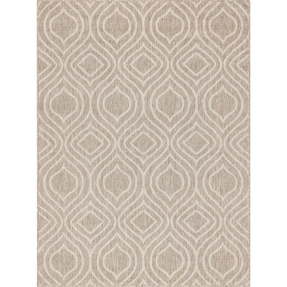 Ludo Lattice Trellis Indoor/Outdoor Beige Textured Rug Well Woven