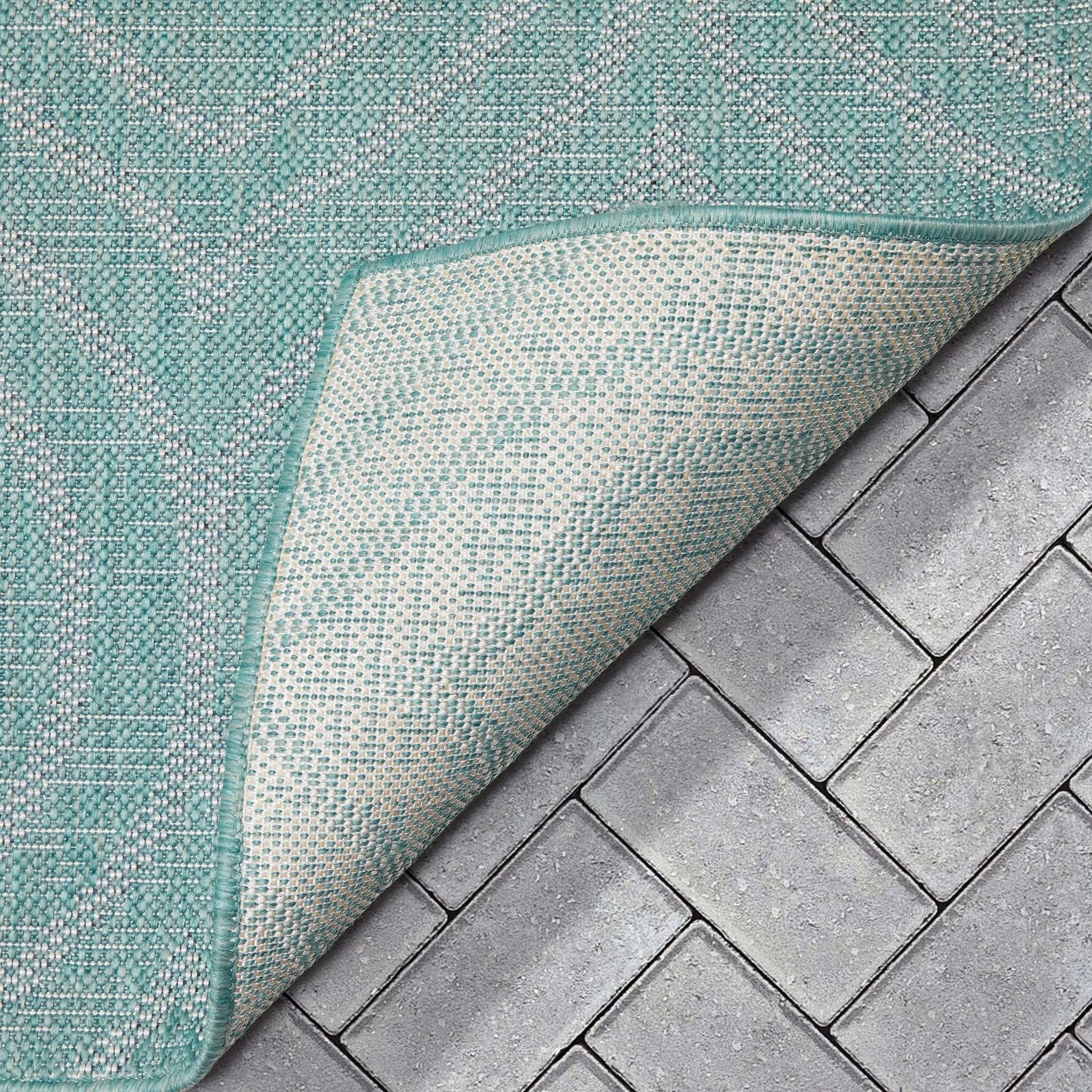 Ludo Lattice Trellis Indoor/Outdoor Blue Textured Rug Well Woven