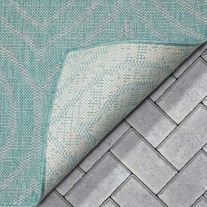 Ludo Lattice Trellis Indoor/Outdoor Blue Textured Rug Well Woven