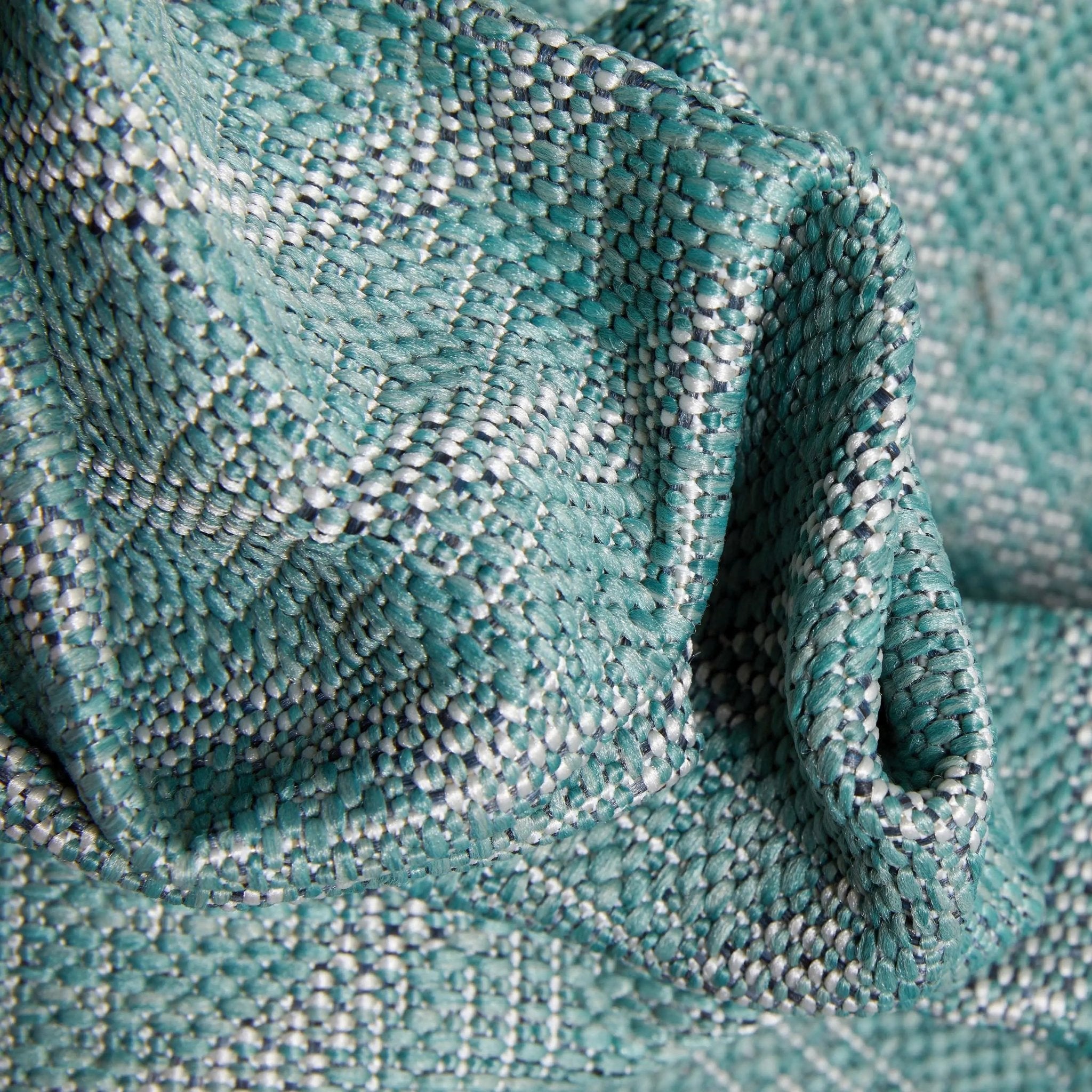 Ludo Lattice Trellis Indoor/Outdoor Blue Textured Rug Well Woven