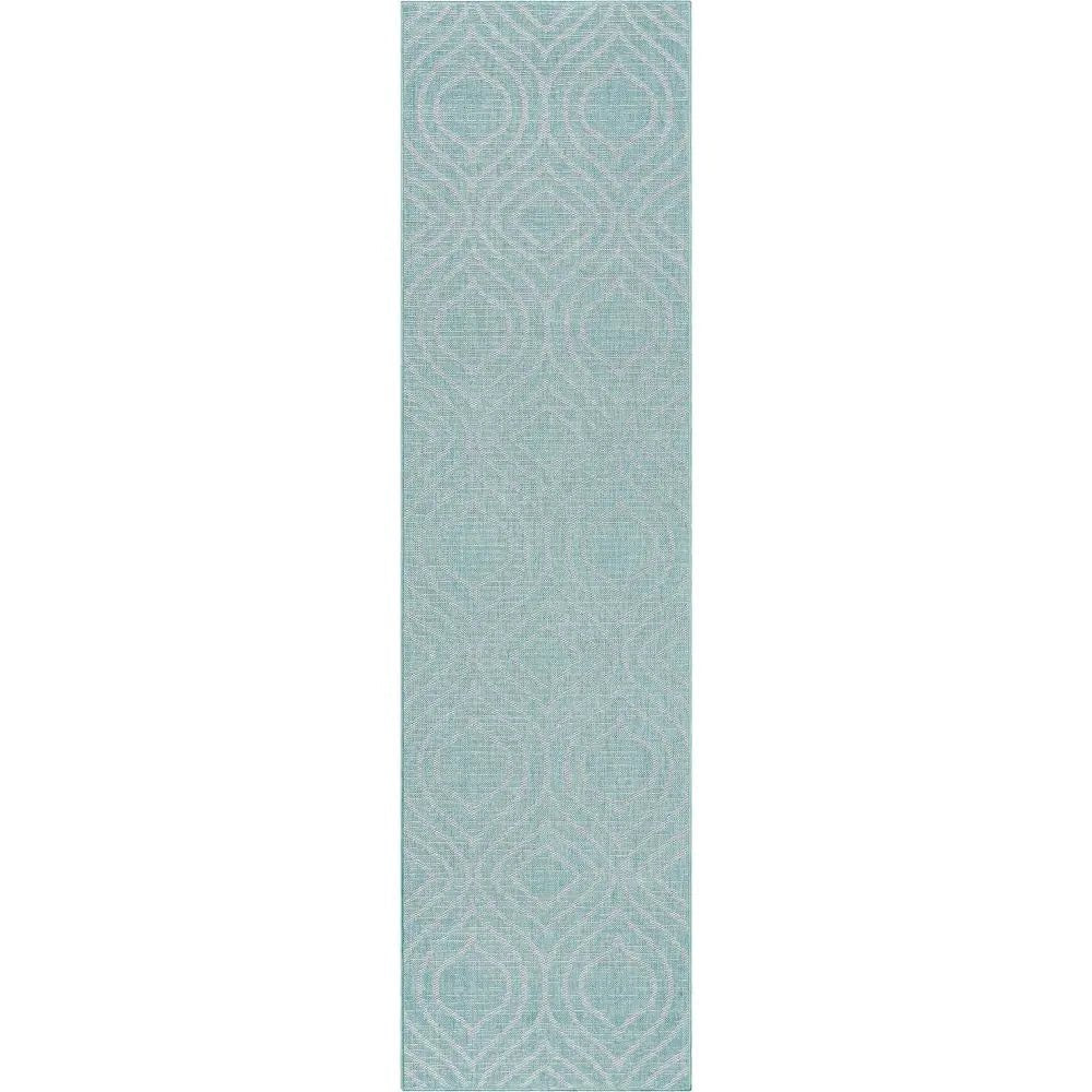 Ludo Lattice Trellis Indoor/Outdoor Blue Textured Rug Well Woven