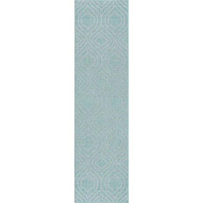 Ludo Lattice Trellis Indoor/Outdoor Blue Textured Rug Well Woven